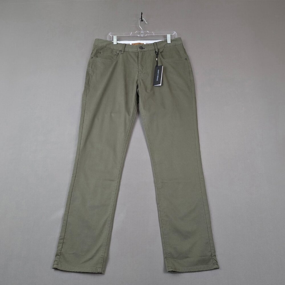 Nifty Genius 5 Pocket Stretch Cotton Pants Slim Fit Chino Olive Mens 34x33 NWT